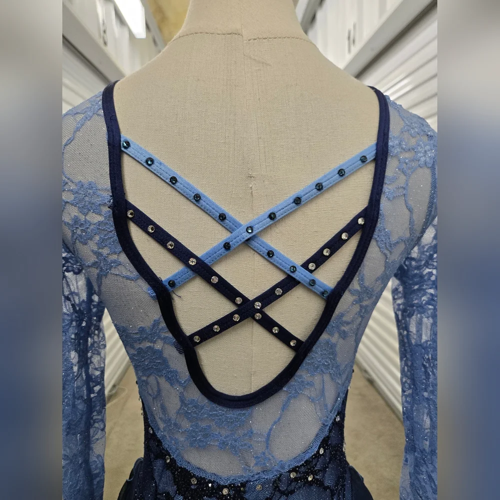 Blue figure skating dress - Picture 7 of 10